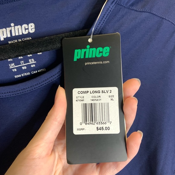 Prince Aero Tech Navy Blue Scoop Neck Long Sleeve Compression Top XL New - Picture 9 of 10